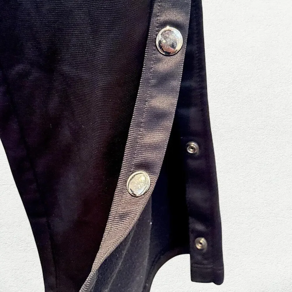Snap On Snap Off Track Pants in Black with Silver Buttons - Picture 8 of 8